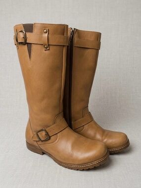 Tan Heeled Full Grain Leather Boots Style #99212